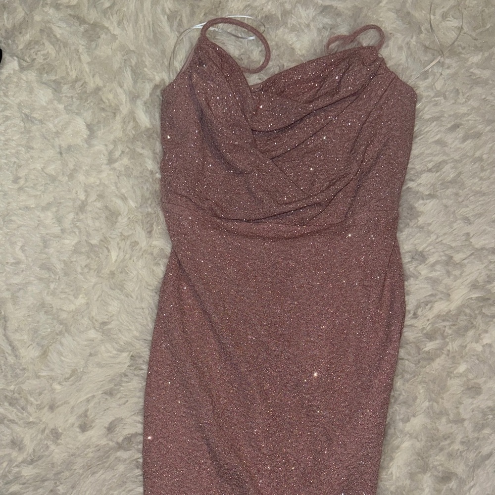 Windsor Glittering Strapless Dress in Rose Gold